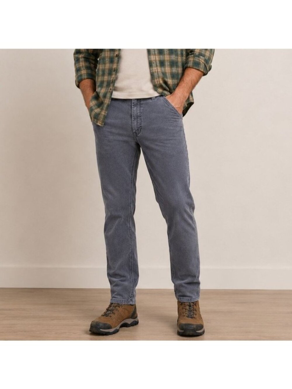 Mountain Khaki Mens Canyon Cord Pant Classic Fit Gray Stretch Size 34